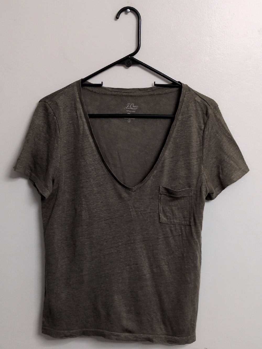 J.Crew Linen Deep V-neck Tee